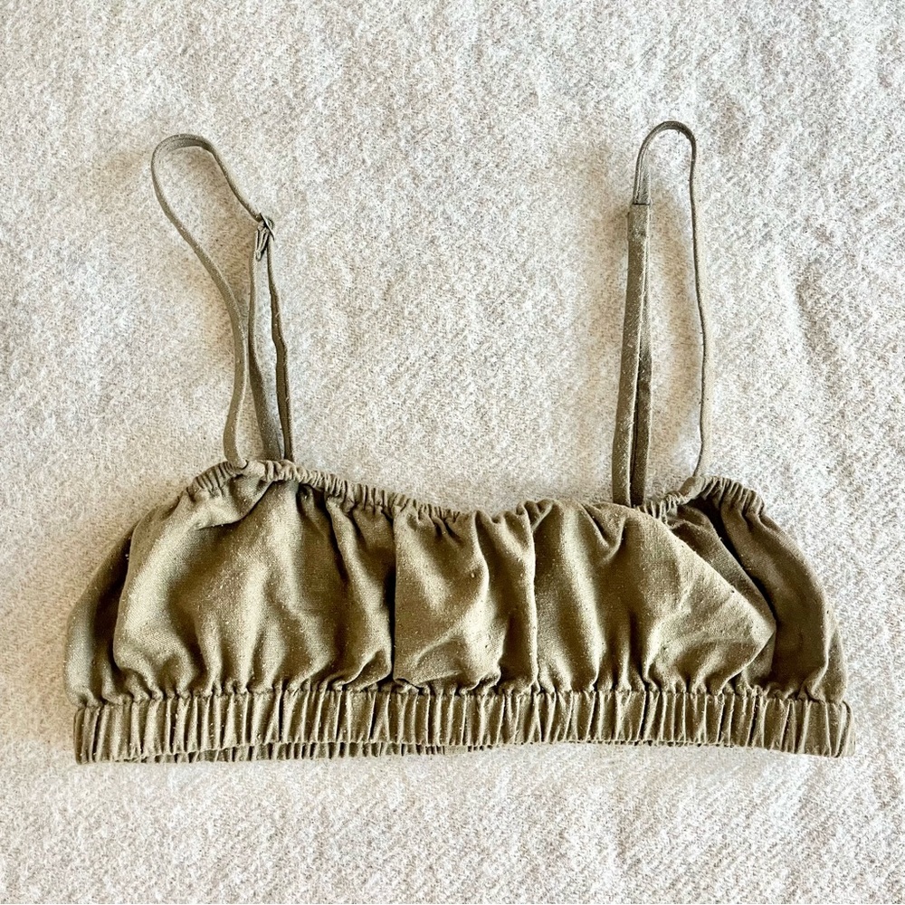 Ozma of California house bralette in olive silk noil - Picture 4 of 6